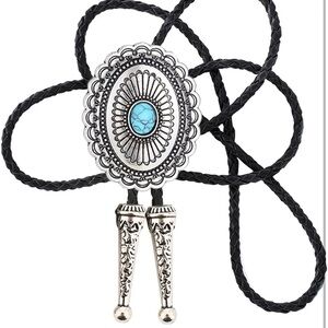 Silver and Turquoise Bolo Tie
